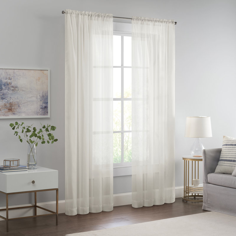 Ivory Sheer Rod Pocket Polyester Curtain Panel