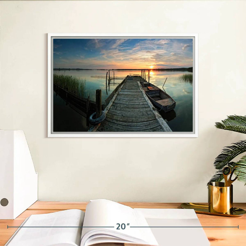 Pêche, Cadre flottant blanc, 13 po x 9 po