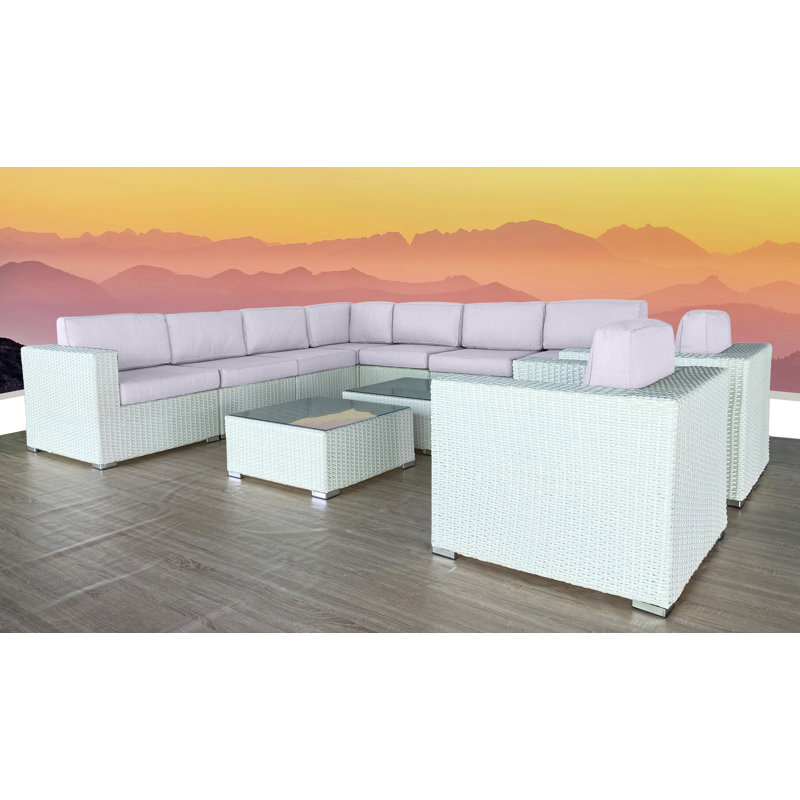 Ensemble de conversation modulaire avec coussins 11 pièces Aviara