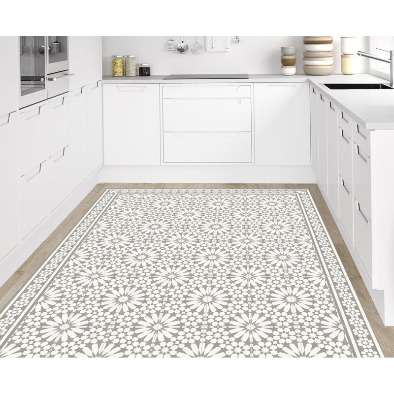 Vinyl Machine Printed Area Rug, Rectangle 3'3.4" x 4'4.4"