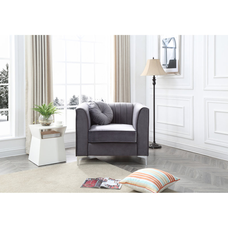 Chaise contemporaine avec accoudoirs inclinés gris, Gris