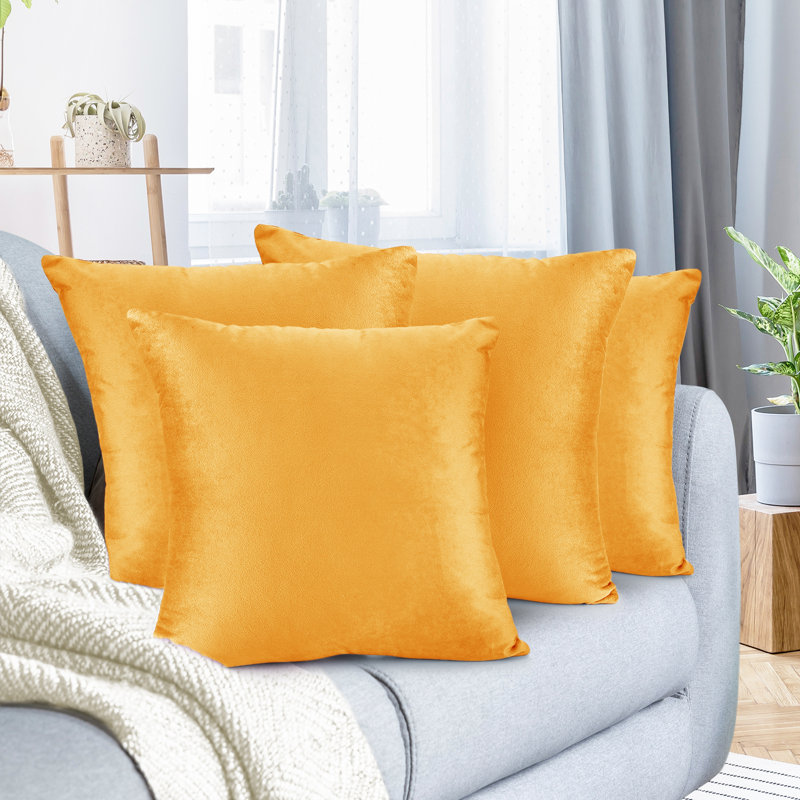 Housse de coussin en velours , H 16 po x l 16 po, Jaune