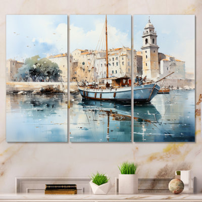 " French Mediterranean Harbor In Marseille II " 3 - Pieces