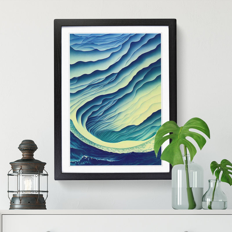 Ocean Sea Abstract Art Vol.2 - Picture Frame Print, Black, 64cm H x 46cm W
