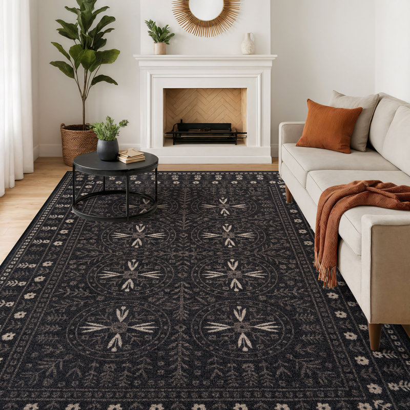 Tapis d'intérieur tissé à la machine Bolvan, Darkgray, 5'x7'