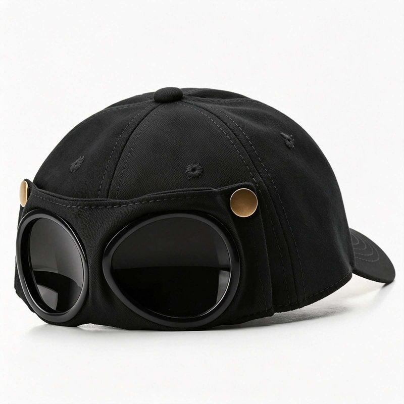 Lunettes de soleil de style lampe fantôme, casquette de baseball de rue, Noir