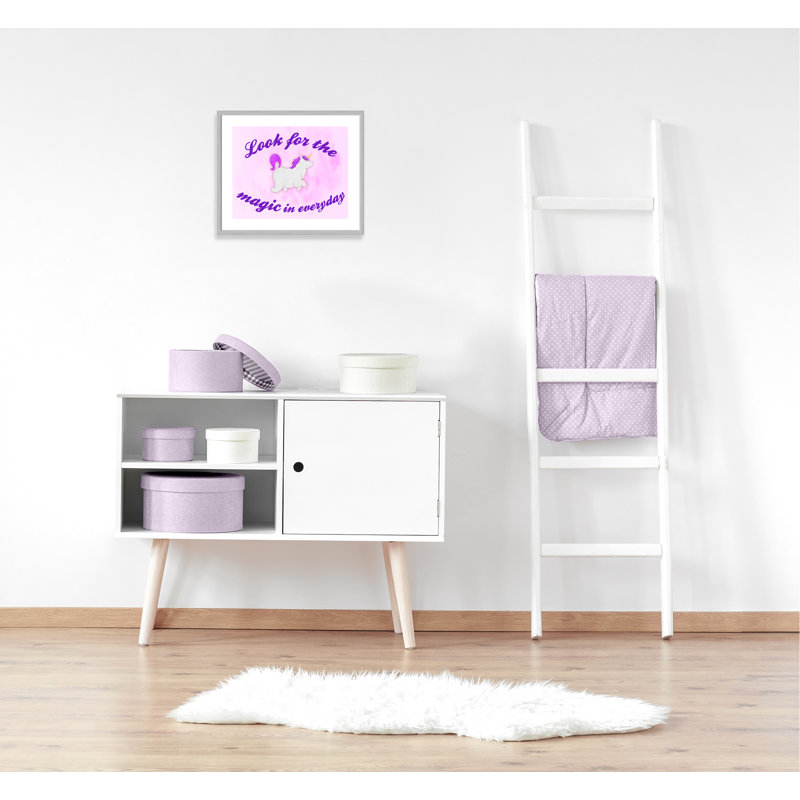 Décoration murale licorne magique pour enfants, H 21,5 po x l 25,5 po x P 1,19 po, Encadré de boîte argent