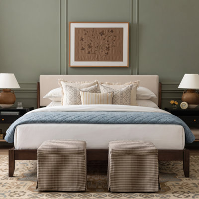 Ralden Soft Modern Upholstered Platform Bed with Padded Headboard, Solid Wood Legs and Mortise & Tenon Joint