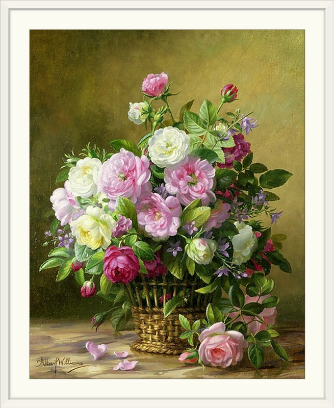«Alexica Roses» par Albert Williams, reproduction d'art, H 23 po x l 20 po x p 1 po, Cadre blanc