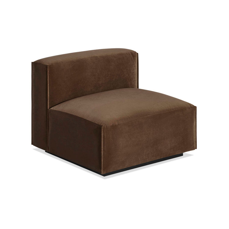 Cleon Slipper Chair, Coffee Velvet Polyester Blend