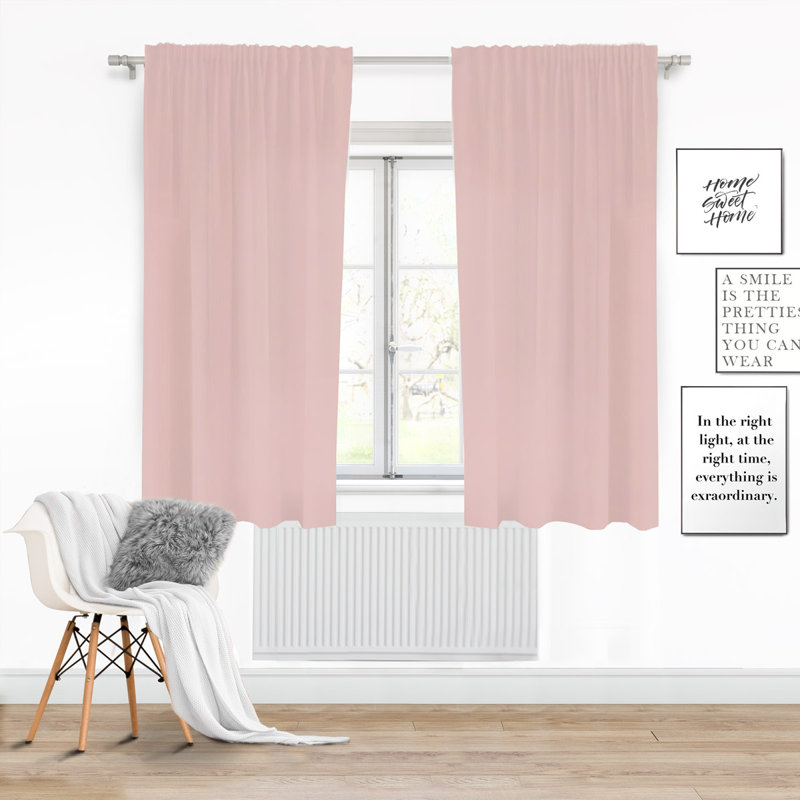 Robena Semi Sheer Curtain Single Panel, Pink, 140 W x 250 D cm
