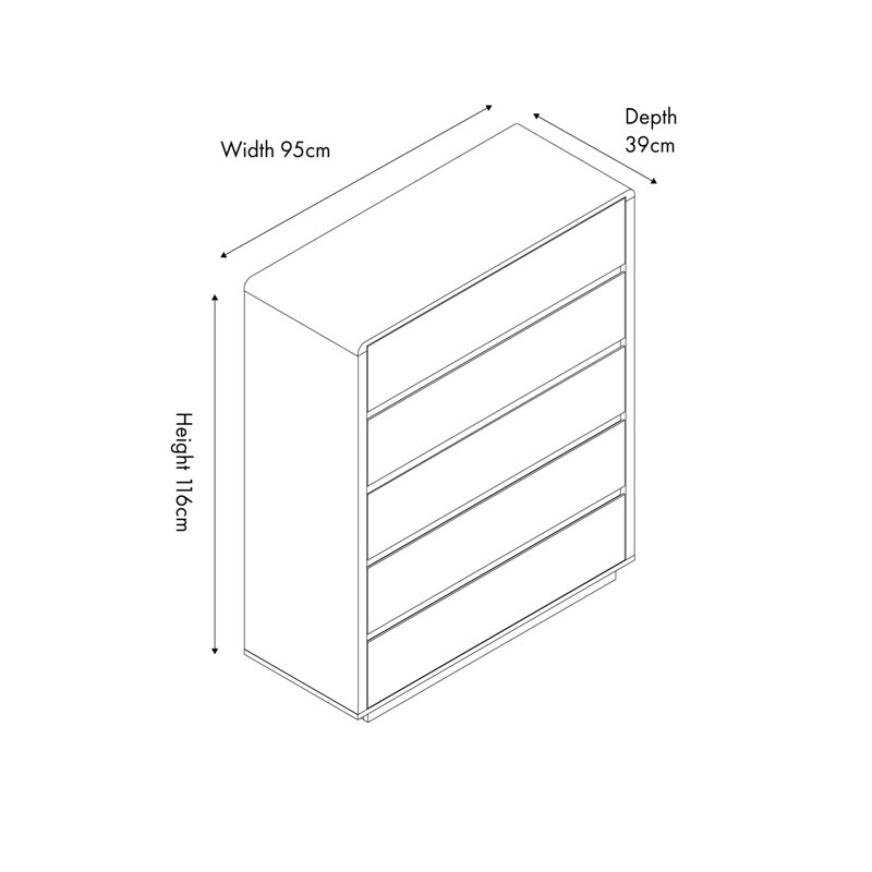 Eversley 95 cm W Chest of 5 Drawers