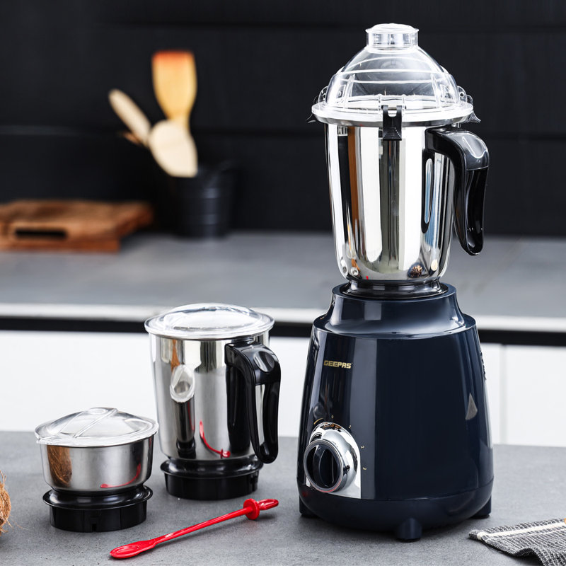 GEEPAS 600W 3-in-1 Mixer Grinder Overload Protection, Shockproof Body, Blue