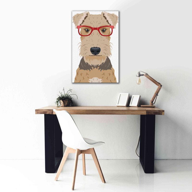 «Airedale Terrier portant des lunettes de hipster» par Olga et Alexey Drozdov, art mural sur toile