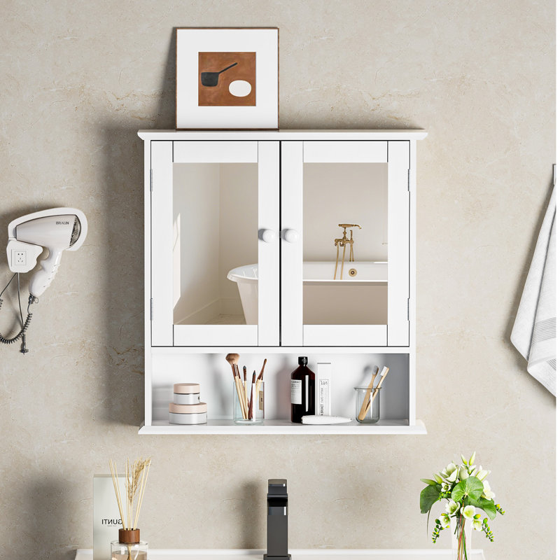 Armoire de rangement murale à miroir