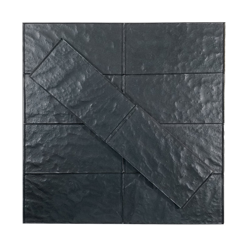 Metallic 3" x 6" Glass Subway Wall Tile, Carbon Frost Gray