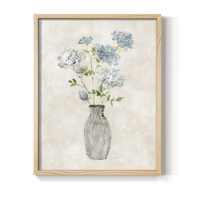 «Blue Lace Bouquet I», reproduction encadrée - bois massif, Naturel, H 21 po x l 17 po