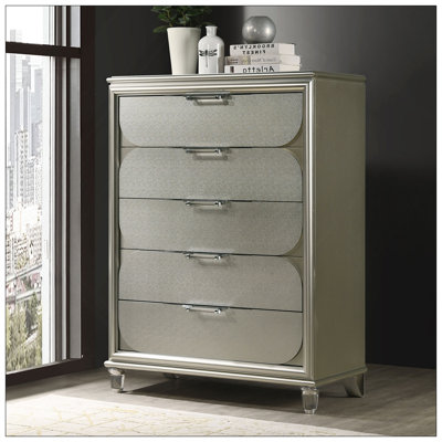 Commode contemporaine en argent à 1 commode à 5 tiroirs