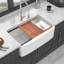 Station de travail blanche Farmhouse Sink - Évier de cuisine de ferme en céramique blanche à cuve de 33 pouces