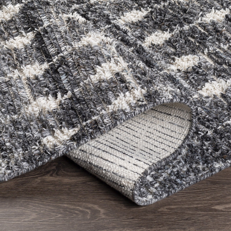 Geometric Area Rug in Charcoal, Rectangle 2' x 3'
