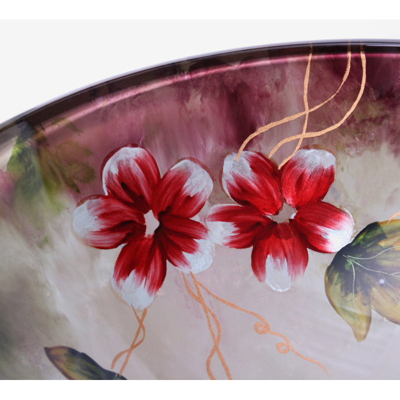Legion Furniture 16.5'' Glass Circular Bathroom Sink, Floral in Summer