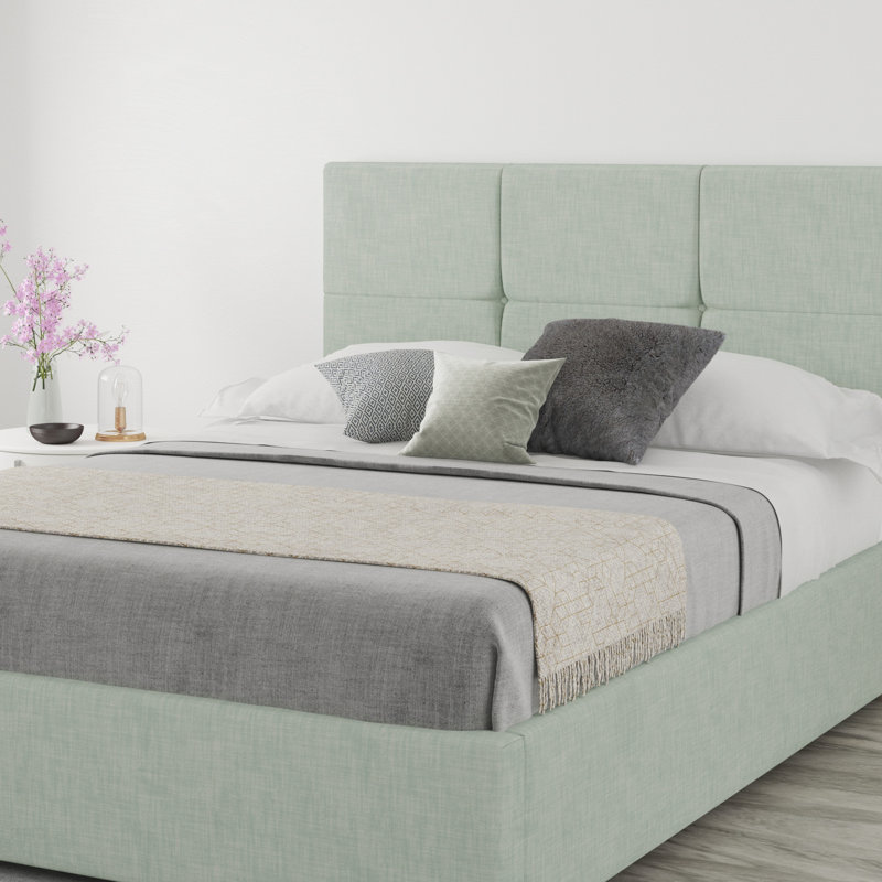 Kellen Upholstered Headboard, Single (3'), 100% Cotton Eau De Nil