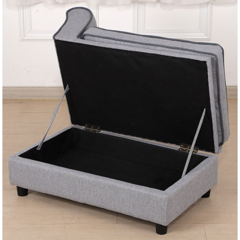 Méridienne rembourrée en lin avec rangement caché - L 30 po x l 18 po x H 16 po