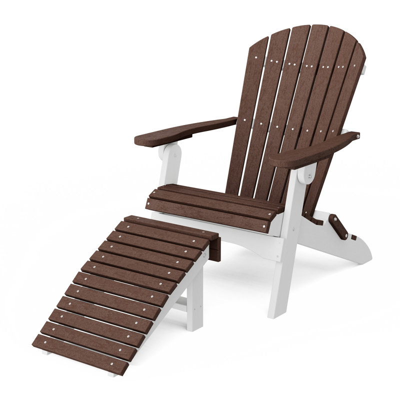 Chaise Adirondack pliante avec repose-pieds Heritage, Tudor Brown/White