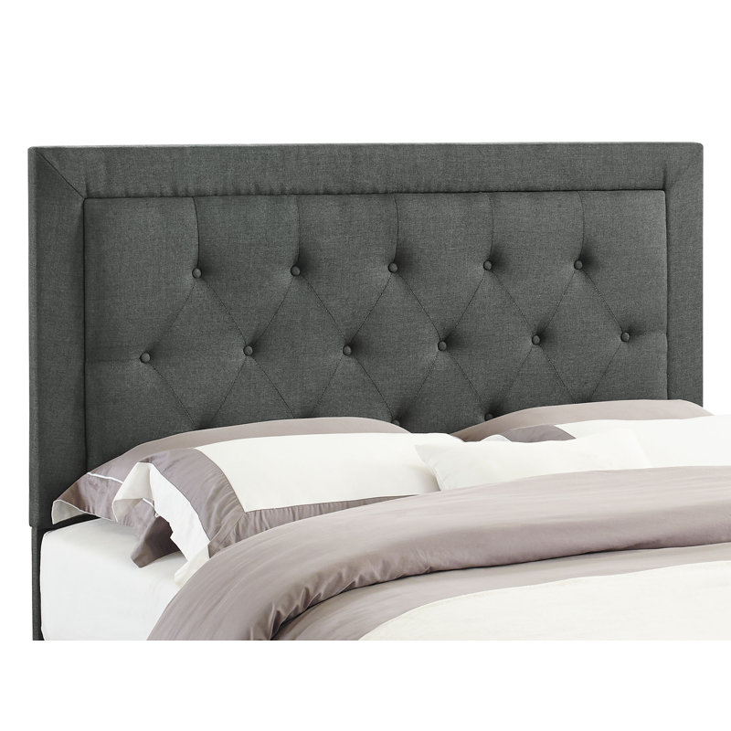 Birute Upholstered Linen Panel Headboard, Full / Queen, Charcoal