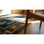Tapis de selle antique en laine bleu marine et brun