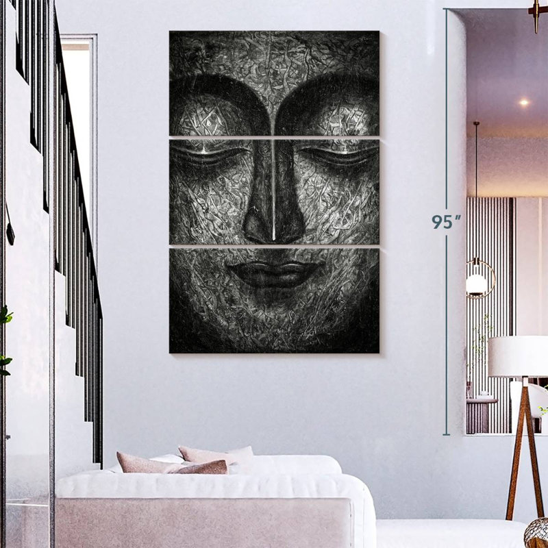 Adella Buddha Face BW, 74" H x 48" W