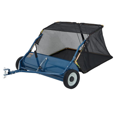 48" Tow-Behind Lawn Sweeper, 16 Cu. Ft. Leaf & Grass Collector with Adjustable Brush Height, Dumping Rope for Yard Cleanup