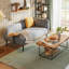 Causeuse moderne Batya avec table d'appoint mobile et assise en mousse confortable-1129445816