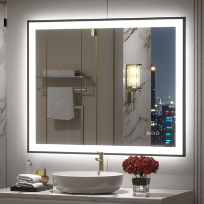 Aevar UL Certified Front & Back LED Anti-Fog Tempered Glass Framed Bathroom/Vanity Mirror with 3-Year Warranty