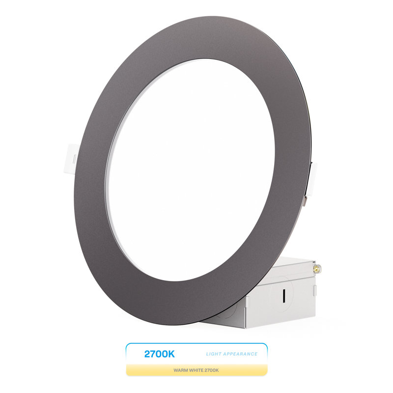 Infibrite 6 Inch Thin Recessed LED Ceiling Light Kit with Soft White 2700 Kelvin Light, Black Finish, 12 Watt, 1050 Lumens, Dimmable, Wet Rated