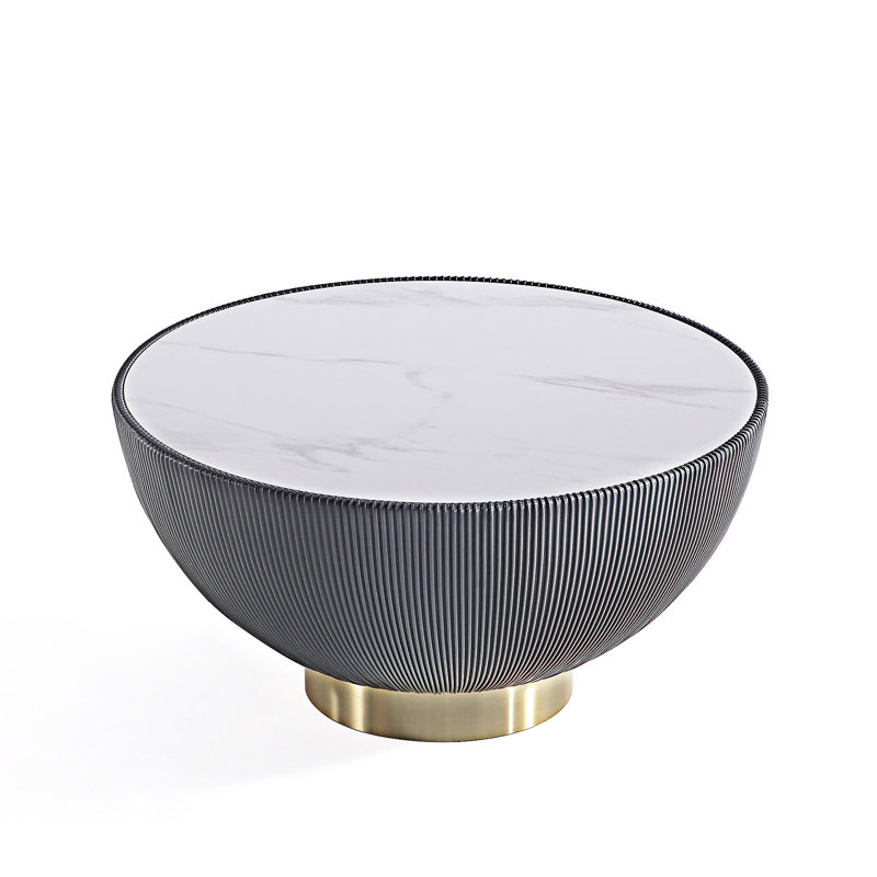 Sintered Stone Top Upholstered Coffee Table, Black