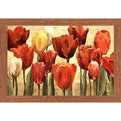 « tulip imaginaire on crème », reproduction d’impression sur affiche encadrée