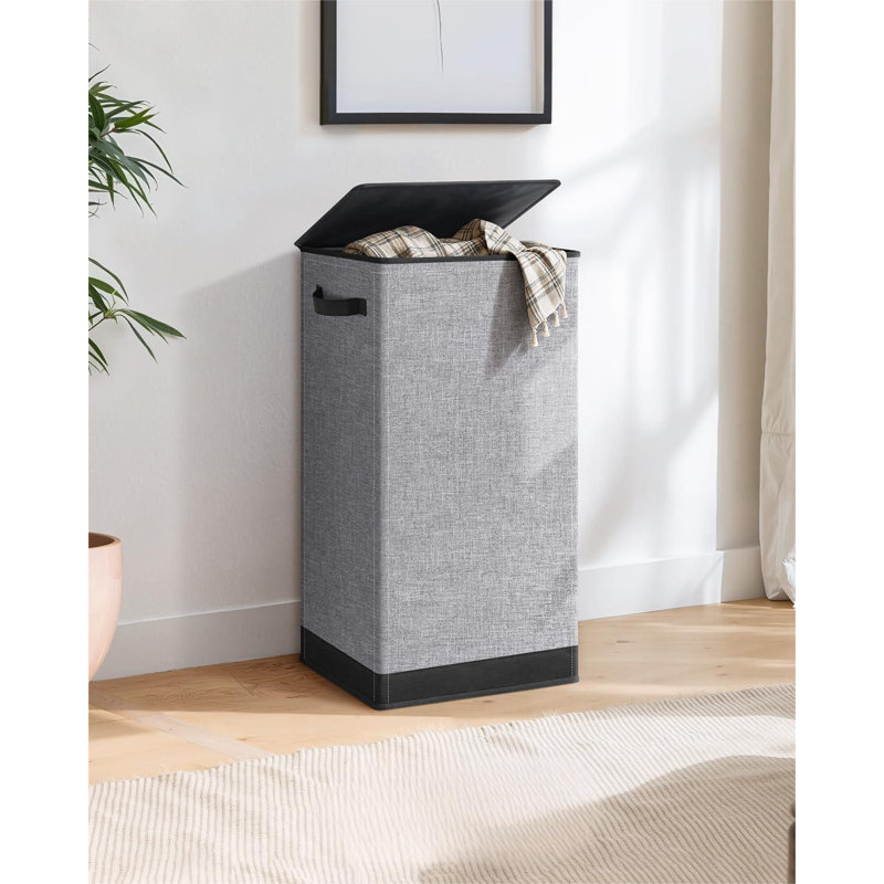 Laundry Hamper With Lid 100L Large & Tall Collapsible Laundry Basket, Clothes Hamper With Bag Removable Easy To Carry, Dirty Hampers For Bedroom, Bathroom, Dorm, College, Grey