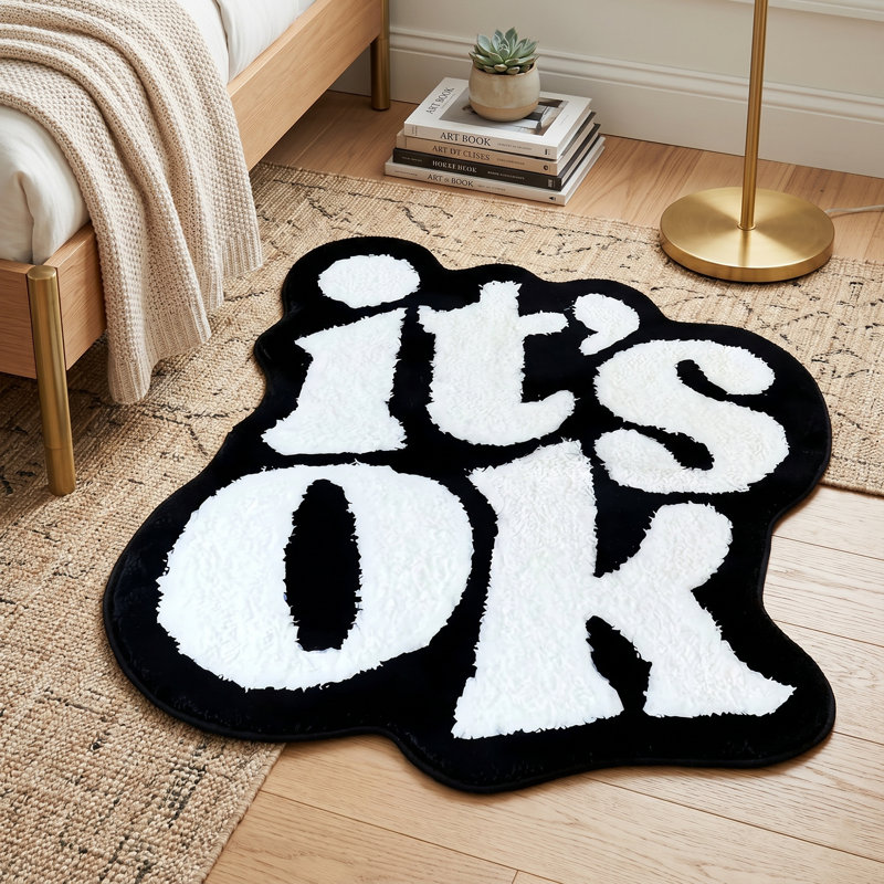 It's Ok! Black & White Novelty Accent Rug