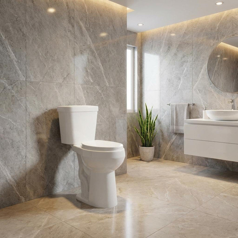21" High Two-Piece Toilet, Dual Flush 1.1/1.6 GPF, 12" Rough-In, White Round Bowl for Accessible Bathrooms