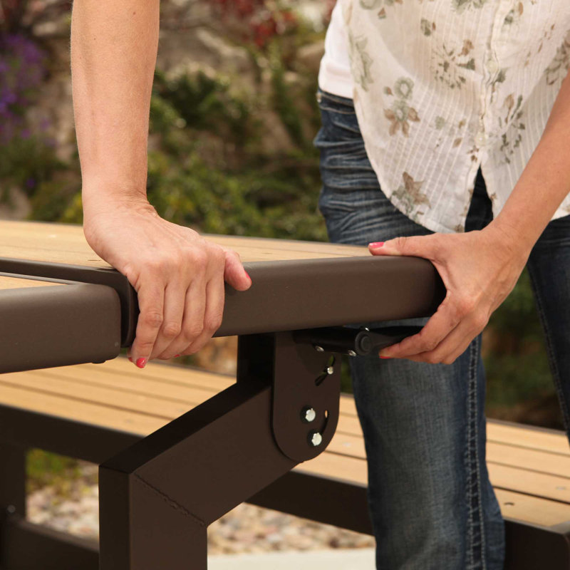 Lifetime Convertible Outdoor Bench/Table in Walnut Brown Steel