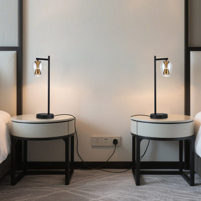 Set Of 2,  H20 Inch Industrial Style Table Lamp With Touch Control, Usb Port, And Dimmable Led
