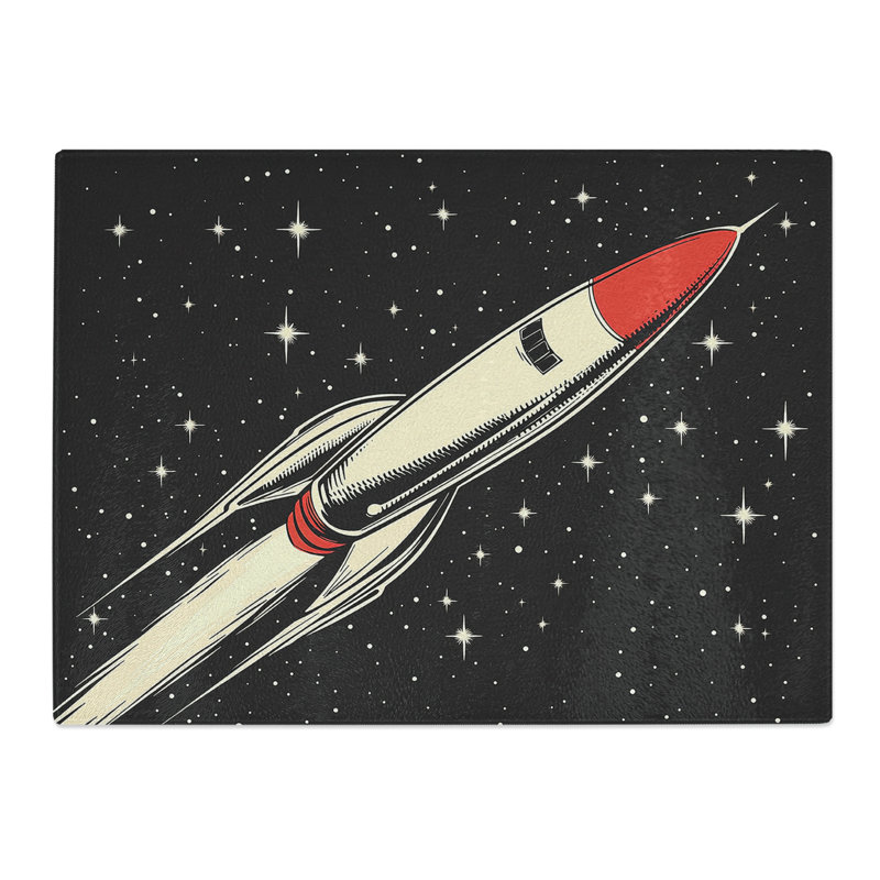 Rocket Design  Glass Chopping Board