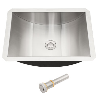 Lavabo de salle de bain en acier inoxydable au fini nickel brossé 18 "x 13" avec bonde escamotable, fini nano pour utilisation, empreintes digitales et saleté, coussinets insonorisants, trou de drain central de 1 3/4 "sous le comptoir Su304 Performance,