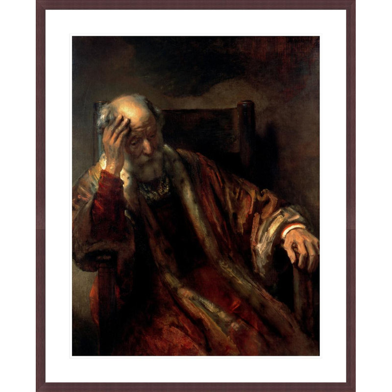 «An Old Man in a Fauteuil» par Rembrandt van Rijn - Estampe numérique encadrée, H 41,02 po x l 33,5 po