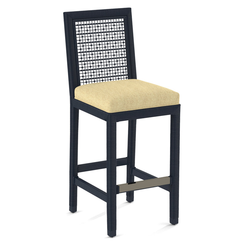 Pine Isle Bar Stool, Sunbrella Beige Pinstripe; 6205-74, Navy