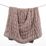  Reversible Ruched Rabbit Solid Faux Fur Classic Modern Rustic Throw Blanket