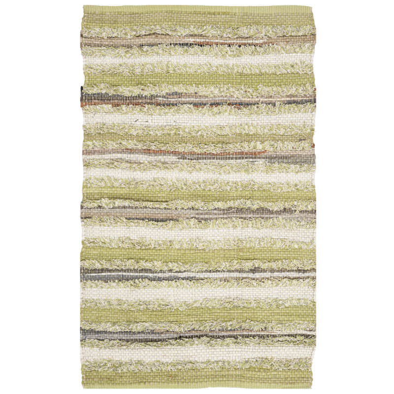 Bester Hand Woven Cotton Striped Rug, Rectangle 5' x 8'