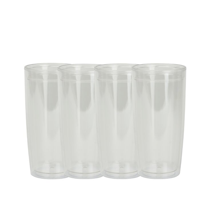 Highland Dunes Haledon BPA Free 20 oz. Plastic Travel Tumblers (Set of 4), Clear