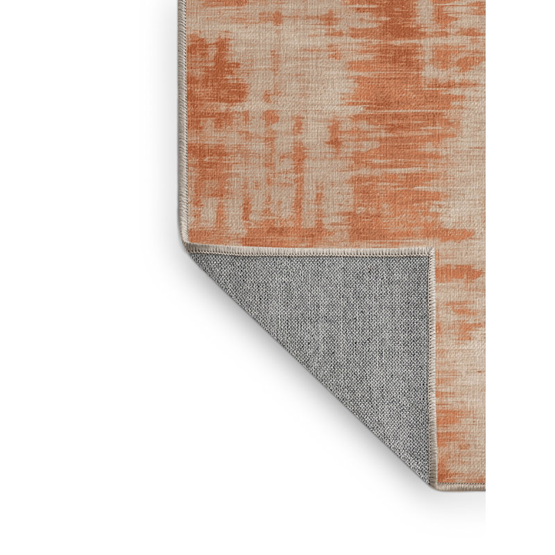 Machine Washable Abstract Brown Area Rug, Square 6'
